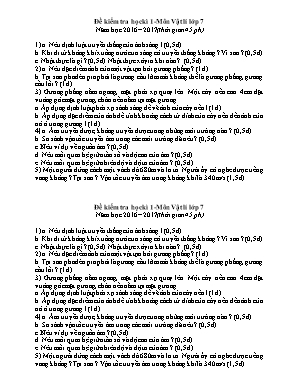 Đề kiểm tra học kì I môn Vật lí Lớp 7 - Năm học 2016-2017 - Trường THCS Lê Lợi (Có đáp án)